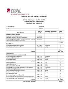CP MA General Counseling Concentration Coursework Plan 2014-15