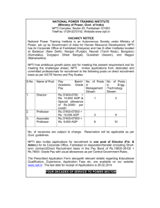 Application Form for Faculty - National Power Training Institute (NPTI)