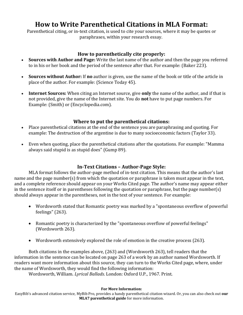 HowtoWrite ParentheticalCitations MLA