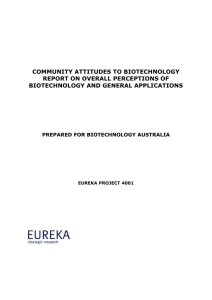 Community Attitudes to Biotechnology Report on Overall