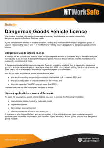 Dangerous goods vehicle licence