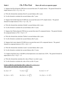 Math 1 Ch. 5 Pre-Test Show all work on separate paper