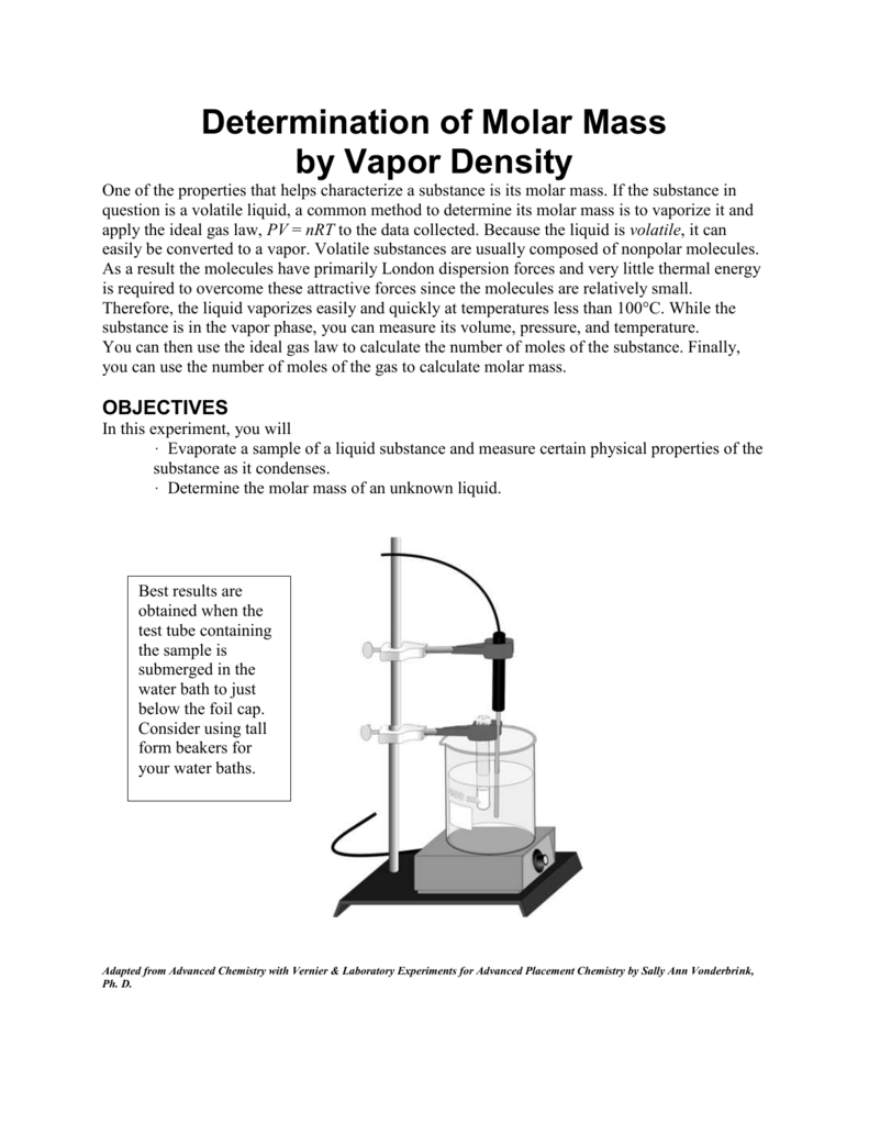 Determination of Molar Mass by Vapor Density