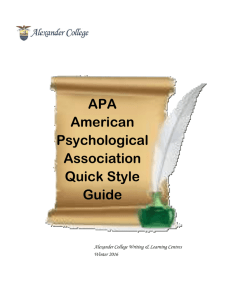 AC APA Quick Guide - Alexander College