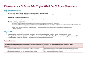 Elementary School Math for Middle School Teachers