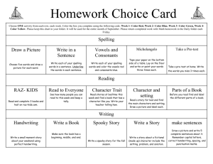 Homework Choice Card October