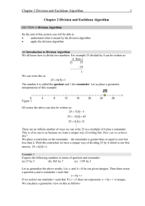 Chapter 2 Division and Euclidean Algorithm Chapter 2