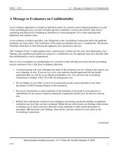 I.3. A Special Message to Evaluators on Confidentiality