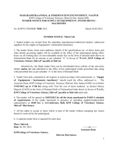 tender notice for supply of equipments / instruments