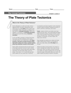 The Theory of Plate Tectonics C4L3 Key Concept Review Reinforce