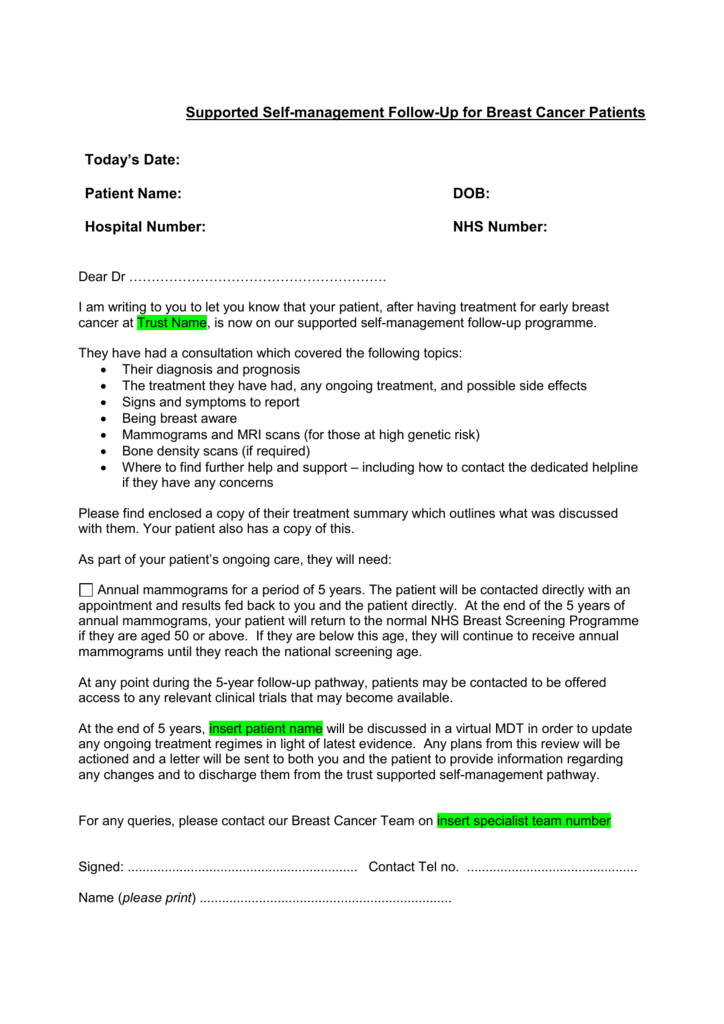 GP Clinical Template Letter Includes Treatment Summary