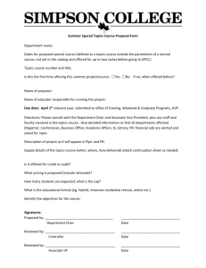 Summer Special Topics Course Proposal Form