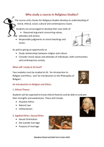 Studies in Philosophy of Religion - Wyedean School and Sixth Form