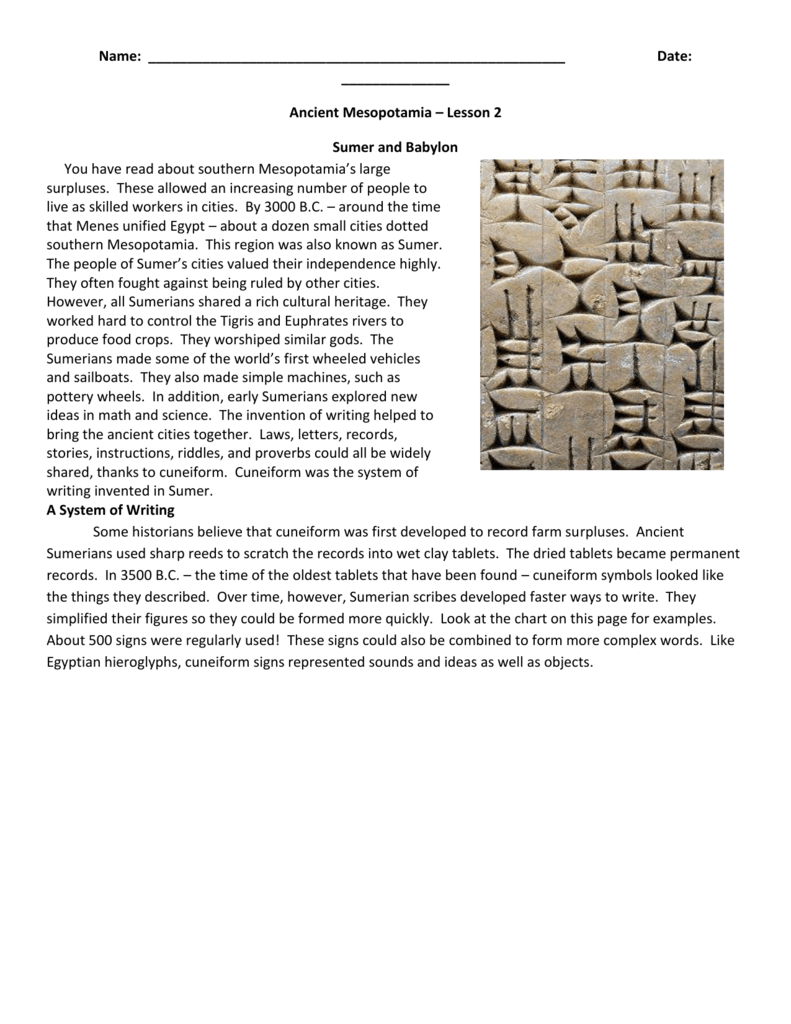 Sumeriske tablett dating