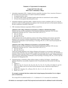 Summary of Agreements/Arrangements Longwood University and