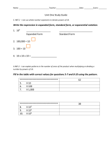 Unit 1 Math Study Guide [9/25/2013]