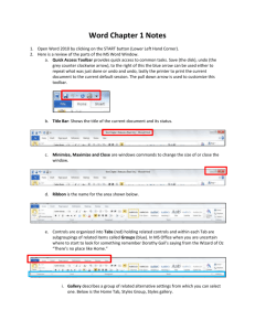 Word Chapter 1 Notes