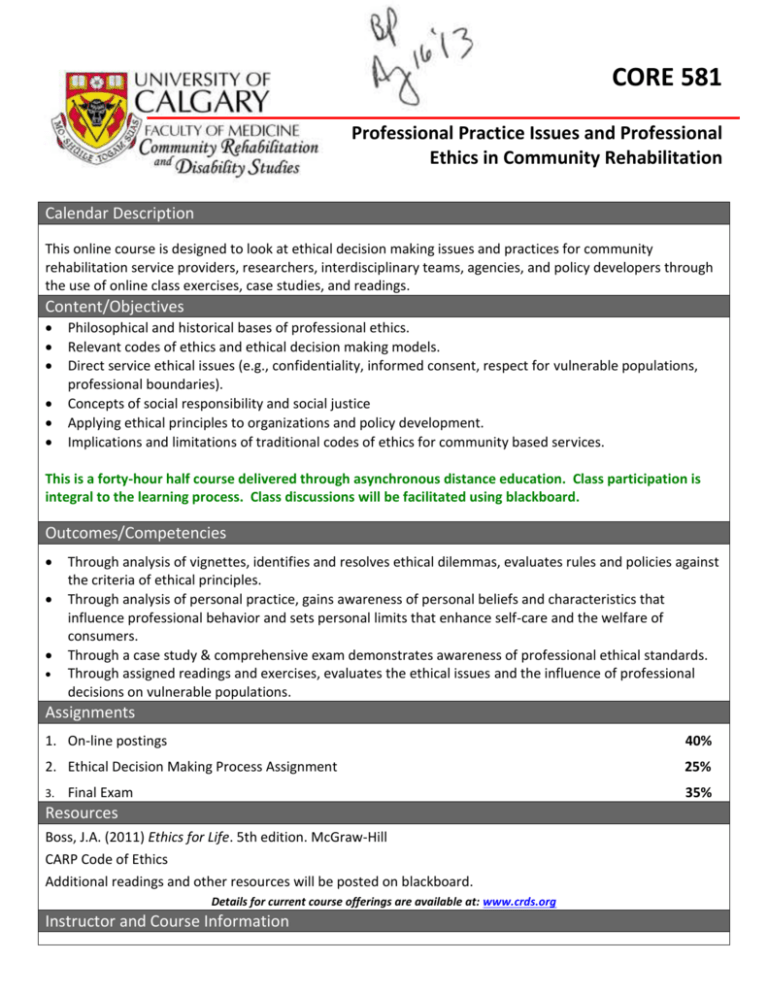 Course Content - Community Rehabilitation And Disability Studies