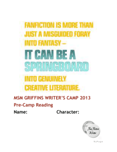 FAN FICTION Pre Camp Reading