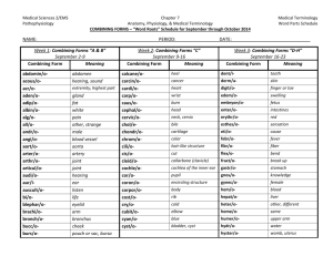 Word Parts Weekly Schedule S1 2014