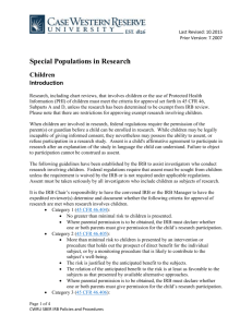 Special Populations: Children in Research