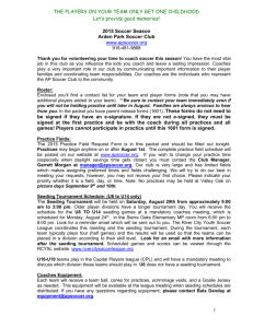 2015 Letter to Coaches - Arden Park Soccer Club
