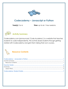 Codecademy – Javascript or Python