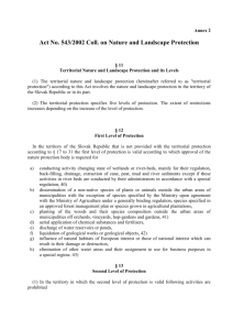 Act No 543/2002 Coll. on Nature and Landscape Protection as