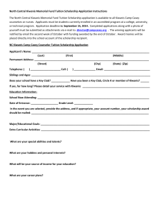 North Central Kiwanis Memorial Fund Tuition Scholarship