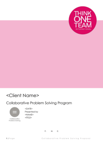 The Collaborative Problem Solving Workshop is