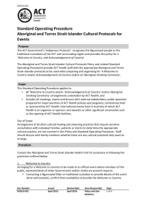 Aboriginal and Torres Strait Islander Cultural Protocols for Events SOP