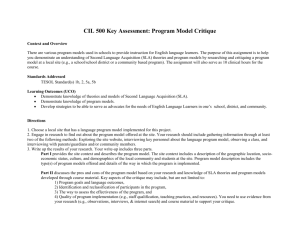 CIL 500 Key Assessment: Program Model Critique