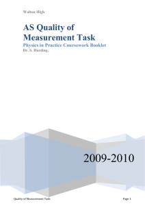 Quality of Measurement Coursework Booklet - AS-A2
