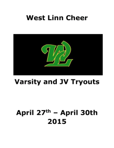 West Linn Cheer Varsity and JV Tryouts April 27 th – April 30th 2015