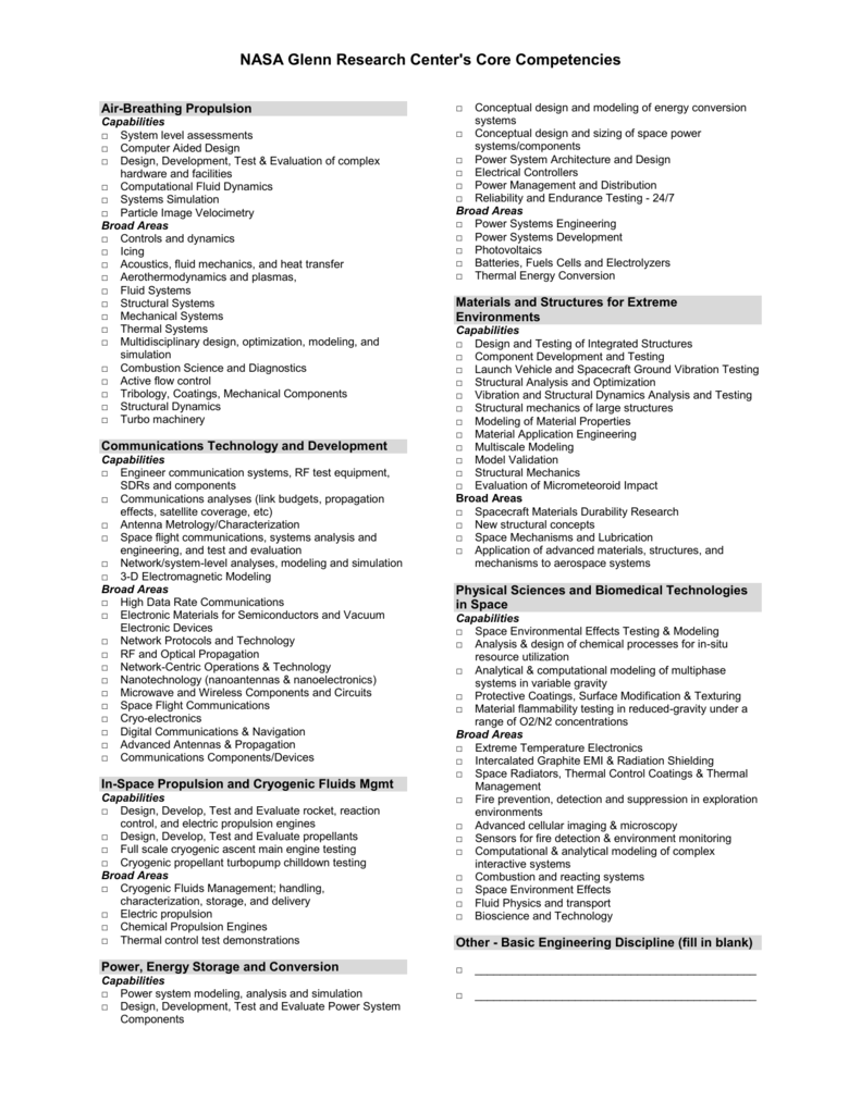 NASA Glenn Research Center`s Core Competencies Air