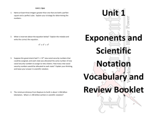 Exponents and Scientific Notation Review Booklet