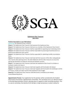 Sophomore Class Treasurer 2014-2015 Position Description as per