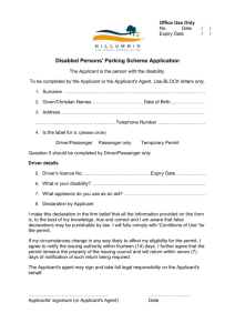 Disabled Persons` Parking Scheme Application