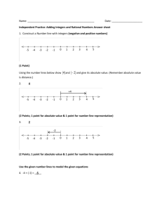 Adding Integers-Rational Number Answersheet