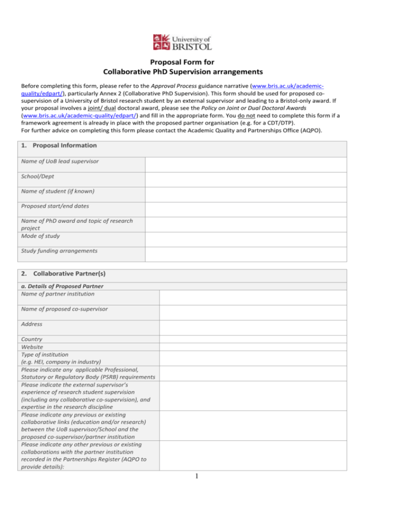 phd supervisor application form
