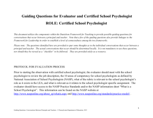 Guiding Questions For Certified School Psychologists