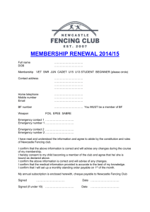 New Membership form - Newcastle Fencing and Sports Trust