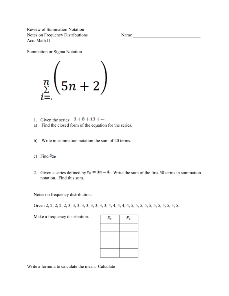 Review of Summation Notation