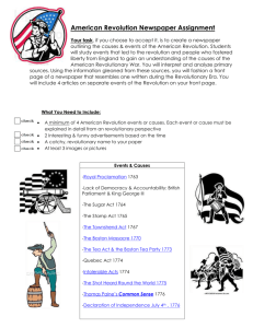 American Revolution Newspaper Assignment