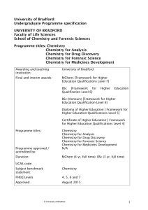 Programme titles: Chemistry Chemistry for