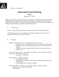 Department Chair Meeting 01272015