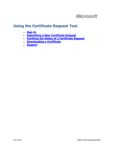 Signing in to the Certificate Request Tool