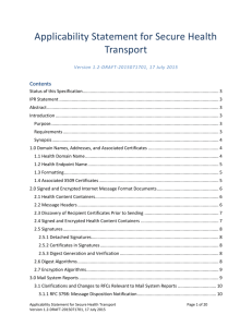 Applicability Statement for Secure Health Transport