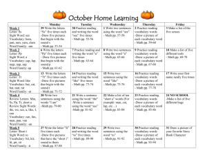 October Home Learning