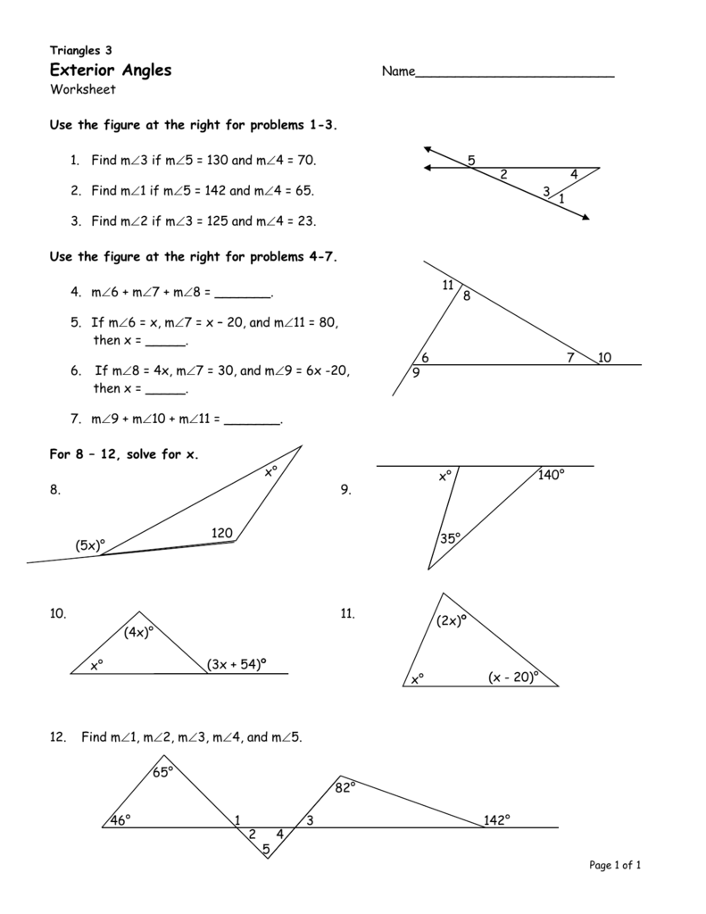 Exterior Angles Worksheet Pdf